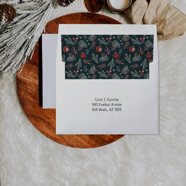Winter Botanicals Coquette Bow | Christmas Envelope Liner (Creator Uploaded)