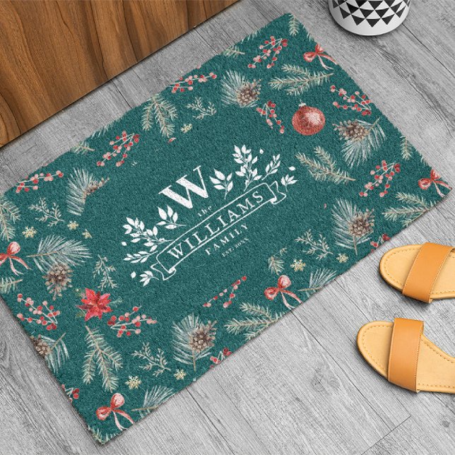 Winter Botanicals Coquette Bow | Personalized Fiber Doormat (Creator Uploaded)