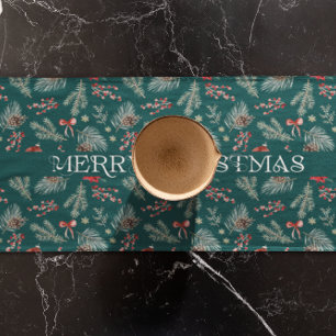 Winter Botanicals Coquette Bow Personalized Short Table Runner