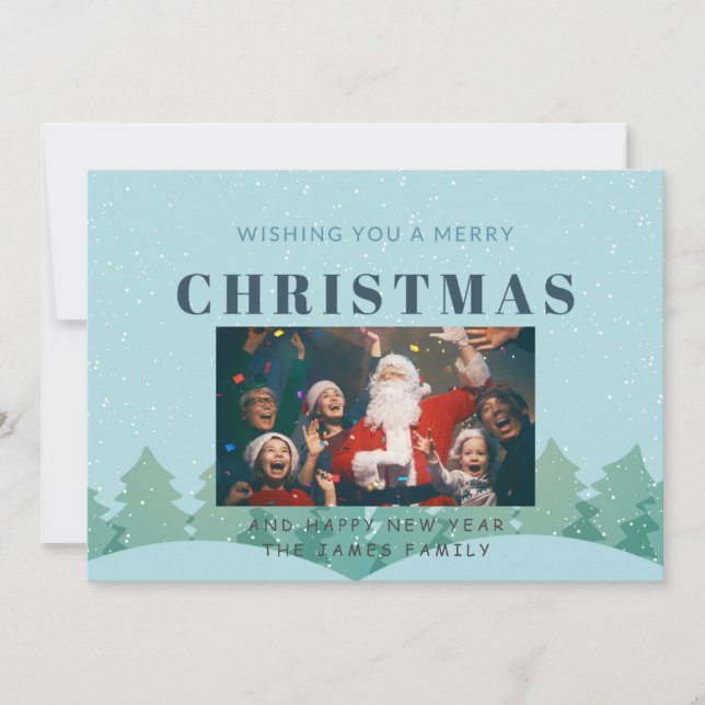 Winter Botanicals Elegant 1 photo Christmas Holida Holiday Card (Front)