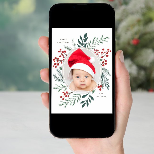 Winter Botanicals Elegant Christmas Multi Photo Holiday Card (Front Digital)