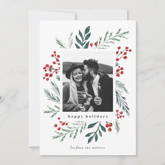 Winter Botanicals Elegant Christmas Photo (Front)