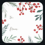 Winter Botanicals Elegant Holiday Christmas Gift Square Sticker<br><div class="desc">Add a modern and stylish finishing touch to your giftwrap or envelopes this holiday season with custom printed stickers. Featuring our hand-drawn watercolor wintery botanicals in classic holiday colors. Instantly personalize with your own text using the template fields provided. Sure to make a striking and stylish statement this holiday season!...</div>