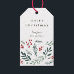 Winter Botanicals Elegant Holiday Christmas to Gift Tags<br><div class="desc">Add a modern and stylish finishing touch to your giftwrap this holiday season, with custom printed gift tags. Featuring our hand-drawn watercolor wintery botanicals in classic holiday colors. Instantly personalize with your own text using the template fields provided. The back features a matching pattern with a blank space for you...</div>