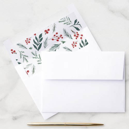 Winter Botanicals Elegant Holiday Envelope Liner
