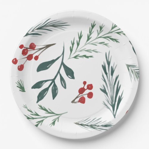 Winter Botanicals Elegant Holiday Paper Plates