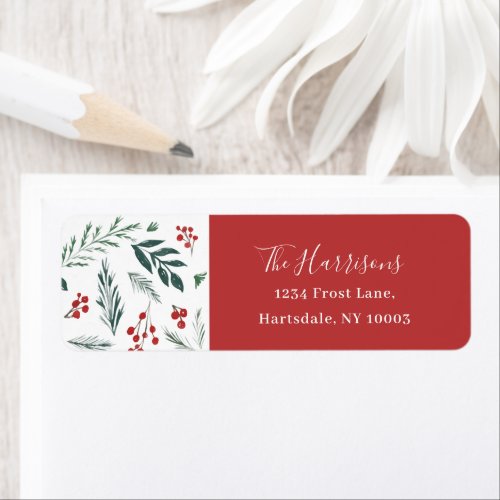 Winter Botanicals Elegant Holiday  Return Address Label