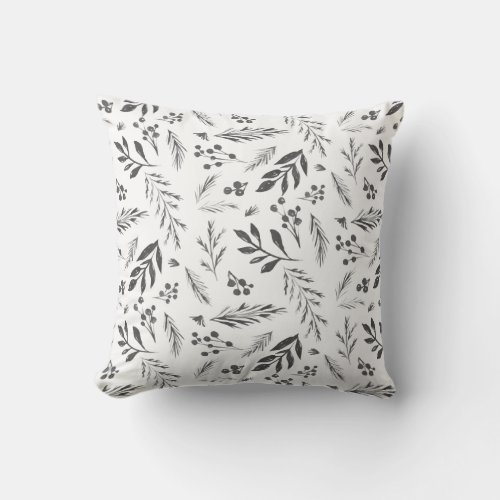 Winter Botanicals Elegant Holiday  Throw Pillow