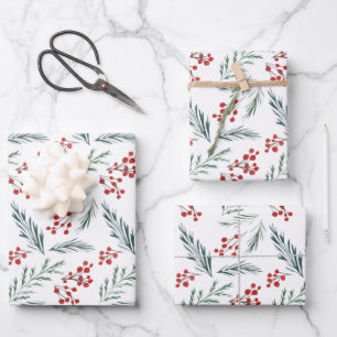 Winter Botanicals Elegant Holiday Wrapping Paper Sheets