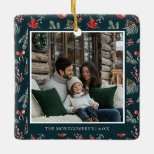 Winter Botanicals   Elegant Photo Christmas Ceramic Ornament