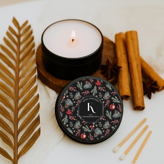Winter Botanicals | Monogram Christmas Mini Candle Favors (Creator Uploaded)