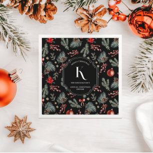 Winter Botanicals Monogram Christmas Napkins