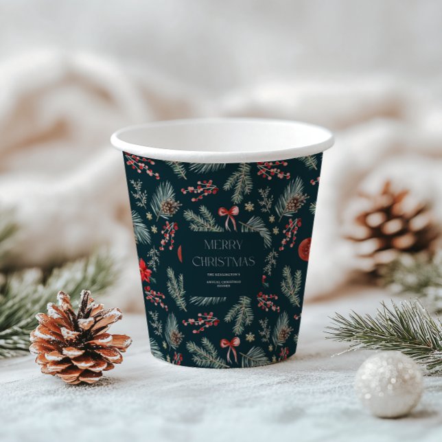 Winter Botanicals | Monogram Christmas Paper Cups (Creator Uploaded)