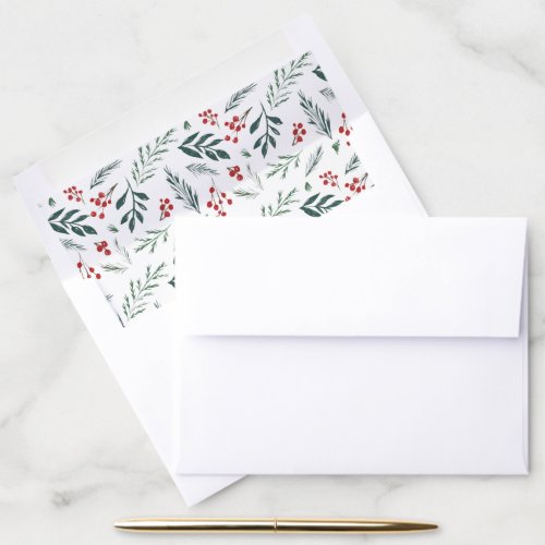 Winter Botanicals Painted Pattern Holiday Envelope Liner