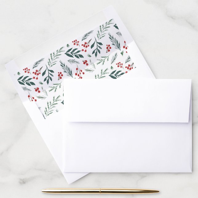 Winter Botanicals Painted Pattern Holiday Envelope Liner (Desk)