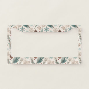 Winter Botanicals & Snowflakes - Rustic Holiday 1 License Plate Frame