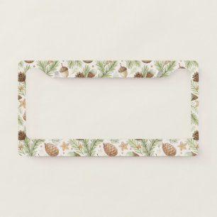 Winter Botanicals & Snowflakes - Rustic Holiday 2 License Plate Frame
