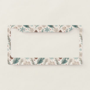 Winter Botanicals & Snowflakes - Rustic Holiday License Plate Frame