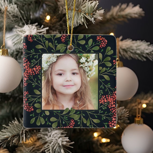 Winter Bouquet | Elegant Personalized Photo Ceramic Ornament (Creator Uploaded)