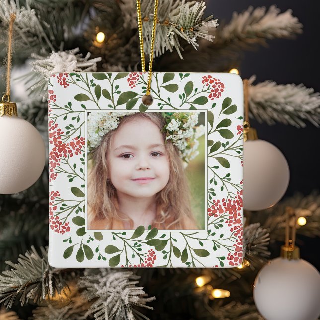 Winter Bouquet | Elegant Personalized Photo Ceramic Ornament (Creator Uploaded)