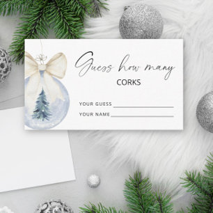 Winter Bow Ball Guess how many CORKS bridal game Enclosure Card