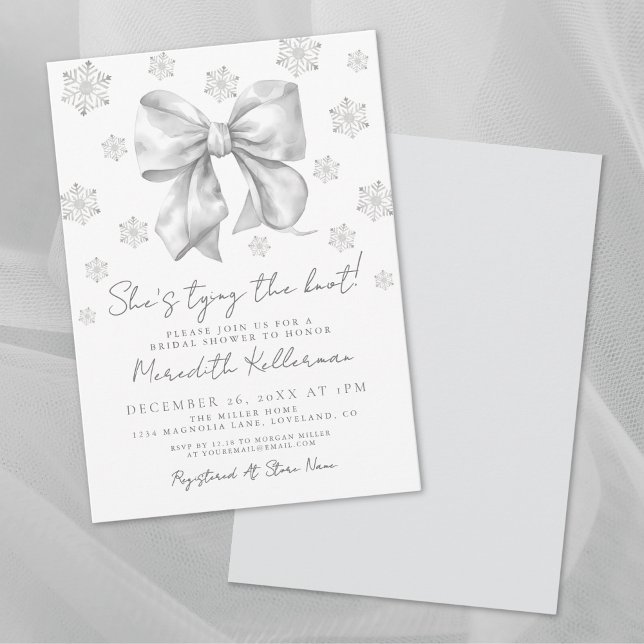 Winter Bow Bridal Shower Invitation (Winter Bow Bridal Shower Invitation)