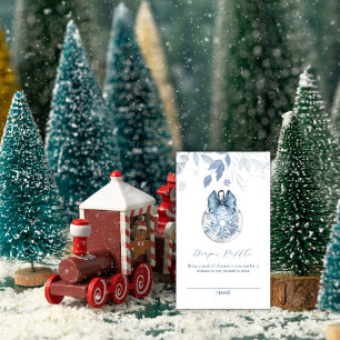 Winter Bow Snowflake Diaper Raffle Baby Shower Enclosure Card