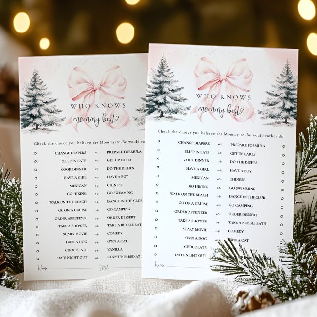 Winter Bow Who Knows Mommy Best Baby Shower Game (Creator Uploaded)