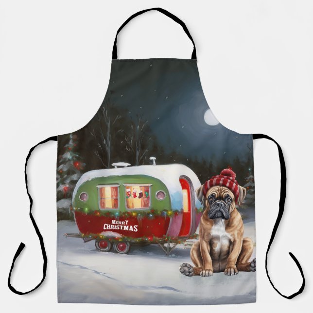 Winter Boxer Caravan Christmas Adventure Apron (Front)