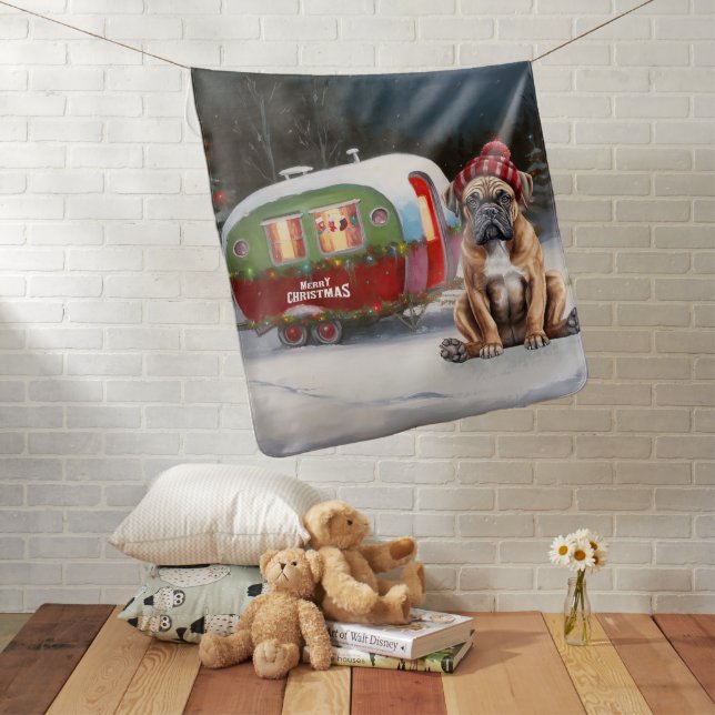 Winter Boxer Caravan Christmas Adventure Baby Blanket (In Situ)