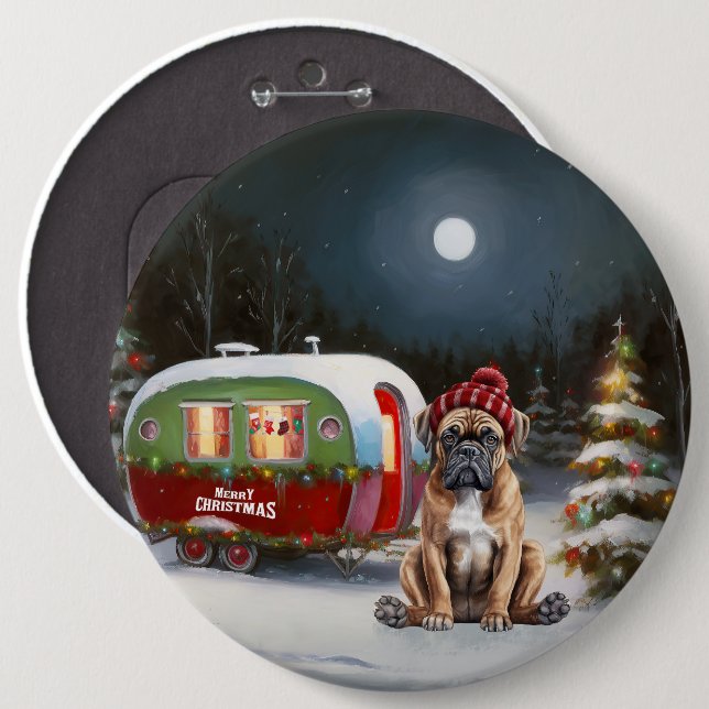 Winter Boxer Caravan Christmas Adventure Button (Front & Back)