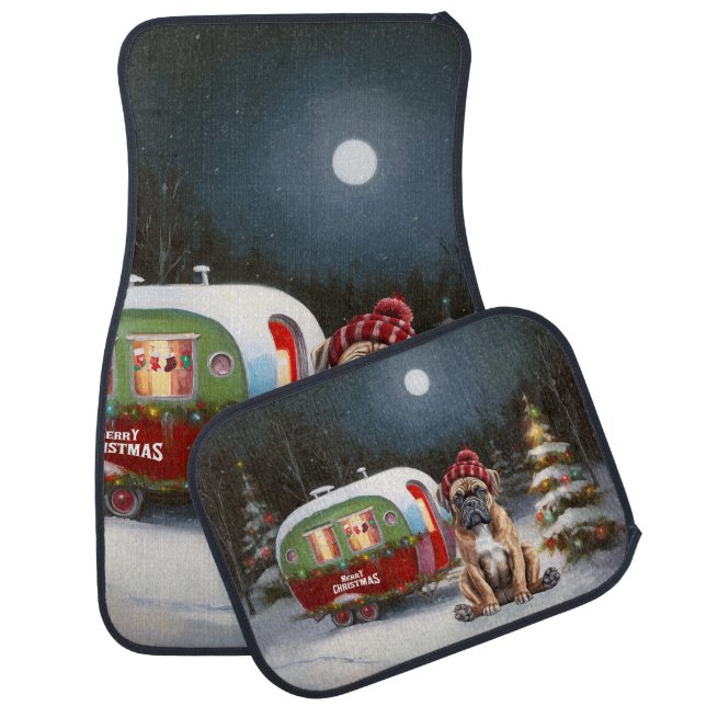 Winter Boxer Caravan Christmas Adventure Car Floor Mat (Set)