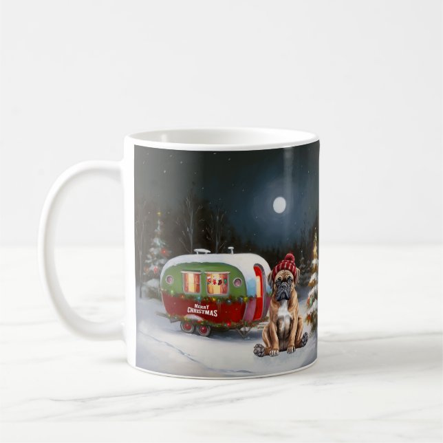 Winter Boxer Caravan Christmas Adventure Coffee Mug (Left)