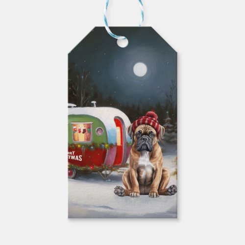 Winter Boxer Caravan Christmas Adventure Gift Tags