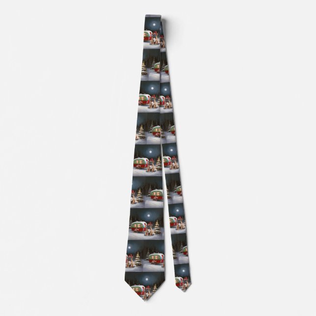 Winter Boxer Caravan Christmas Adventure Neck Tie (Front)