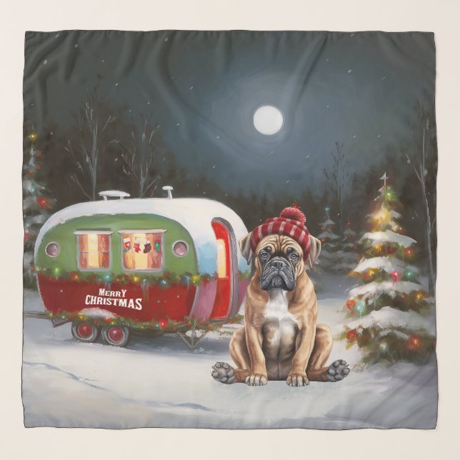 Winter Boxer Caravan Christmas Adventure Scarf (Front)
