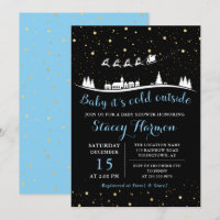 Winter Boy Baby Its Cold Outside Blue Baby Shower
