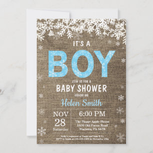 Winter Boy Baby Shower Invitation Invitation