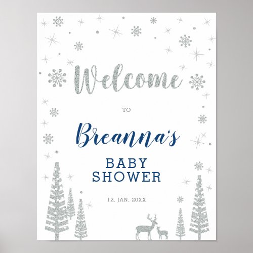 Winter Boy Baby Shower Welcome Party Sign