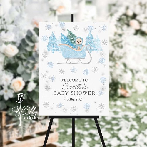 Winter Boy Woodland Bear Baby Shower Foam Board