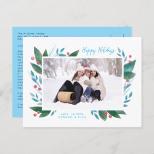 Winter Branch and Berries Photo Holiday Postcard