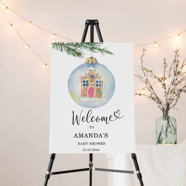 Winter branch baby shower welcome foam board (In Situ (Stand))