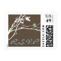 Winter Branch Snow Flower RSVP Wedding Postage