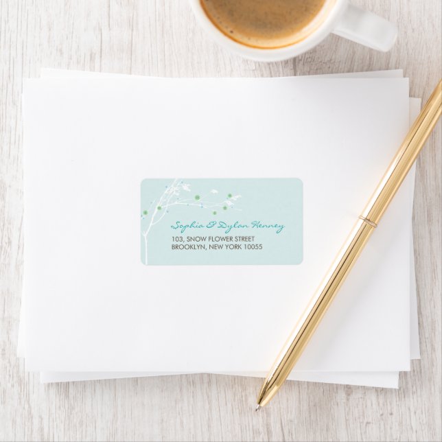 Winter Branch Snow Flower Simple Elegant Wedding Label (Insitu)