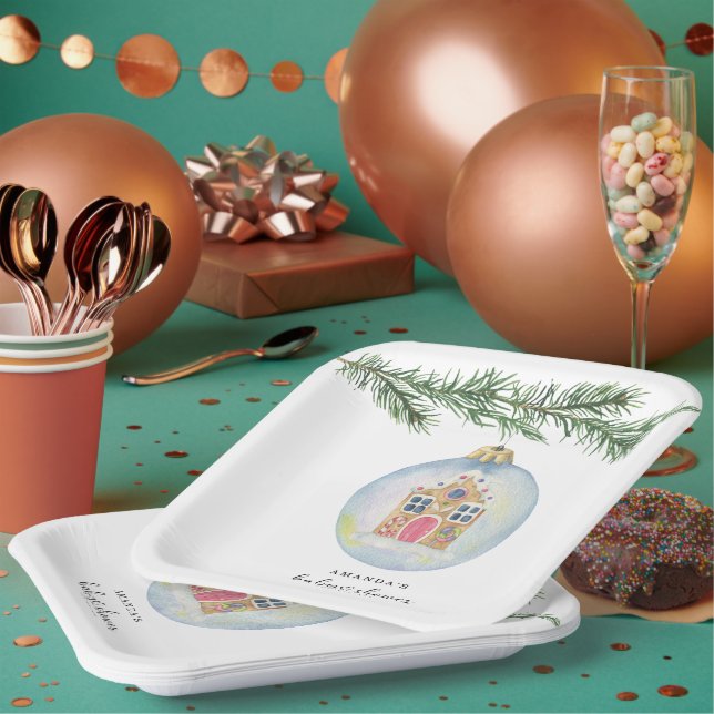 Winter branch with toy baby shower  paper plates (Multi)