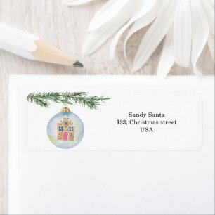 Winter branch with toy  label