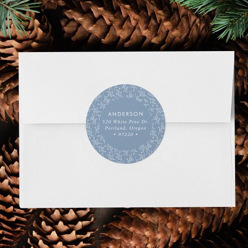 Winter Branches Blue Holiday Return Address Label