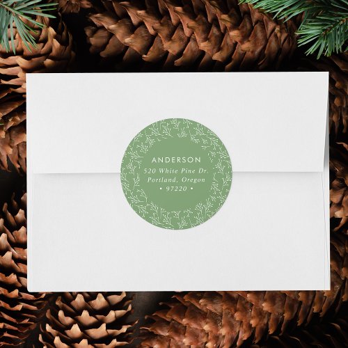 Winter Branches Green Holiday Return Address Label