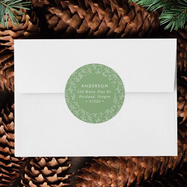 Winter Branches Green Holiday Return Address Label (Creator Uploaded)