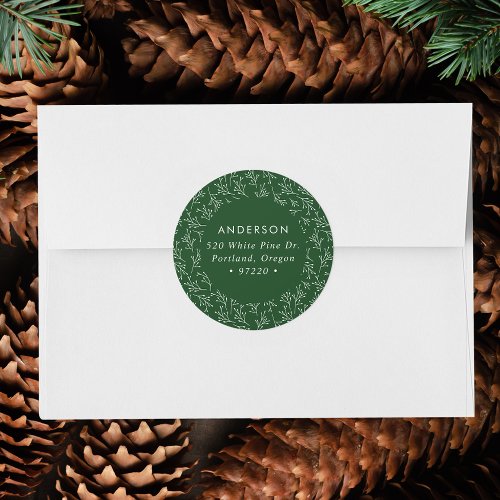 Winter Branches Green Holiday Return Address Label